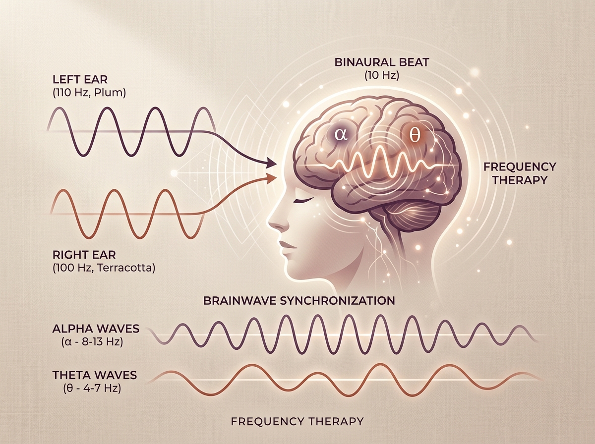 Infographie sur les battements binauraux et la synchronisation des ondes cérébrales